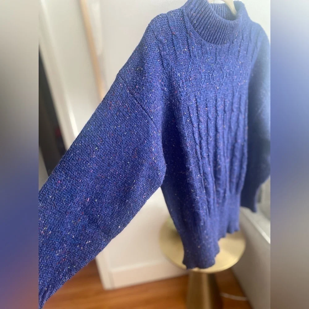 Blue Cable knit Y2K Sweater M Preppy Vintage 90’s Grandma - Picture 6 of 15